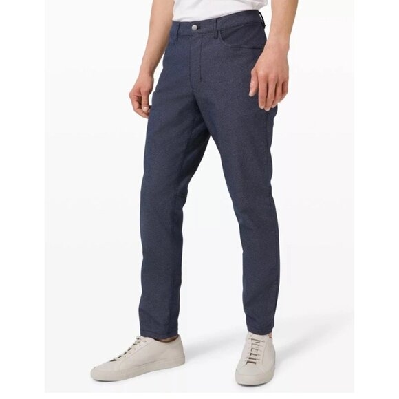 Lululemon 31x29 ABC Slim Fit 5 Pocket Tech Canvas Pants Men's  Blue Office Golf - Picture 1 of 16